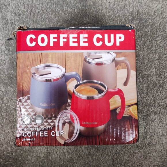 NEW Stainless Steel Coffee Cup With Lid In Beige Color Drink On The Go Travel - Picture 5 of 7